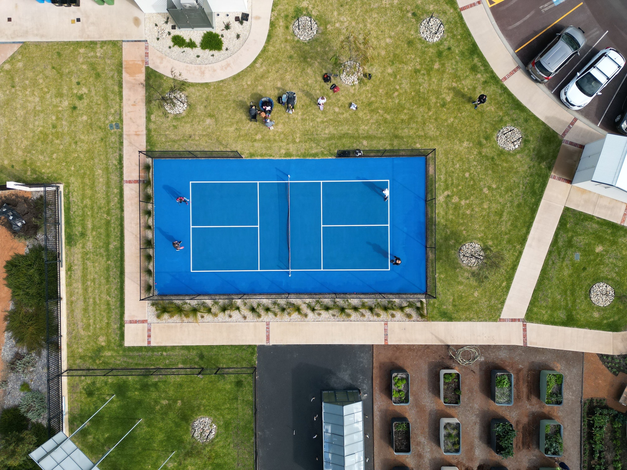 Aerial top shot of the Pickleball court in Vasse, Western Australia